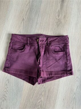 Burgundy High-Rise Shortie Denim Shorts